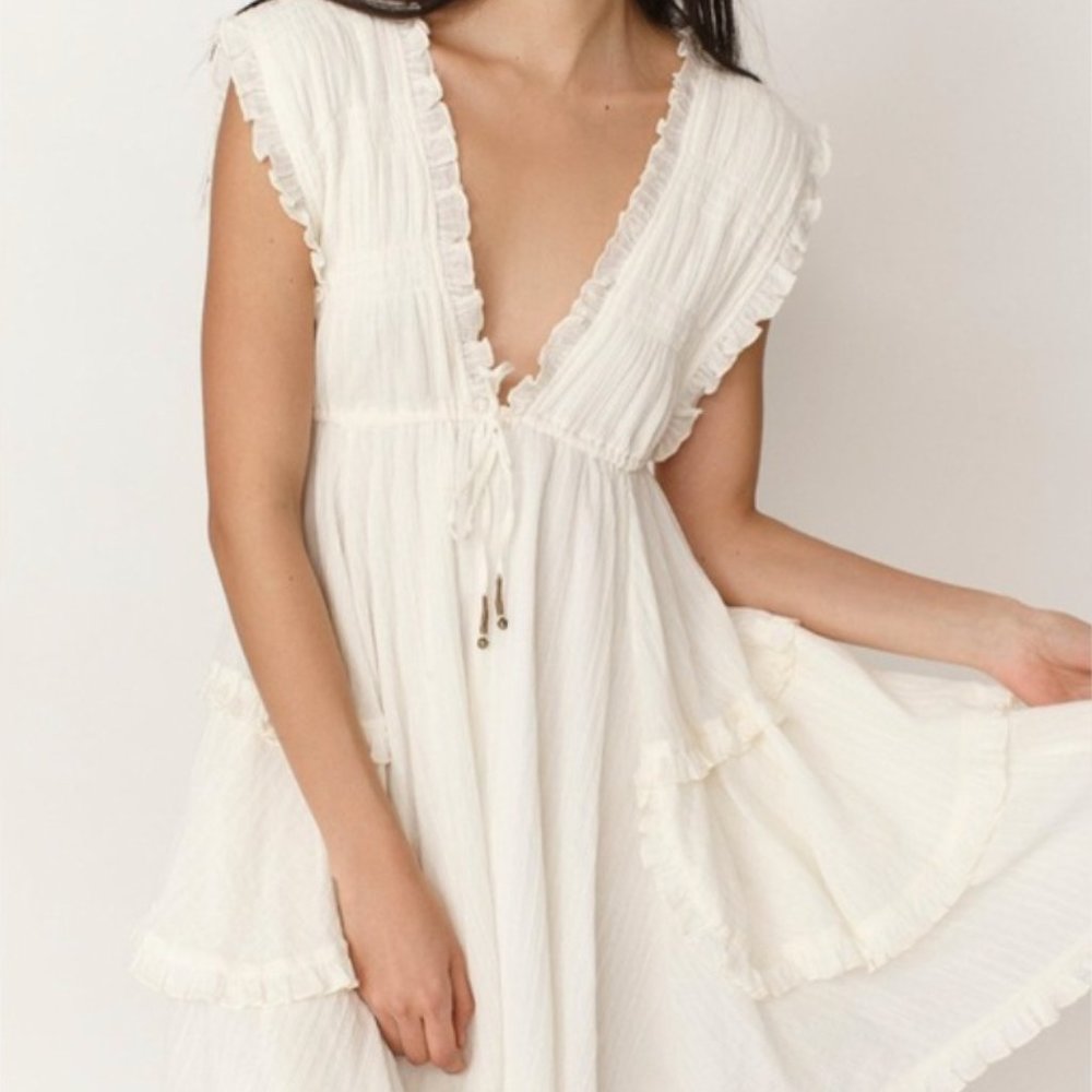 Ivory Free People Antoinette Mini Dress | Size L